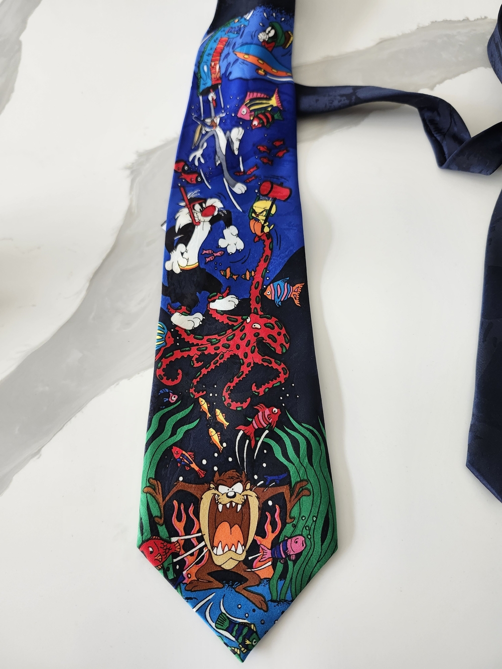 Warner Bros. Blue Looney Tunes Underwater Cartoon Tie